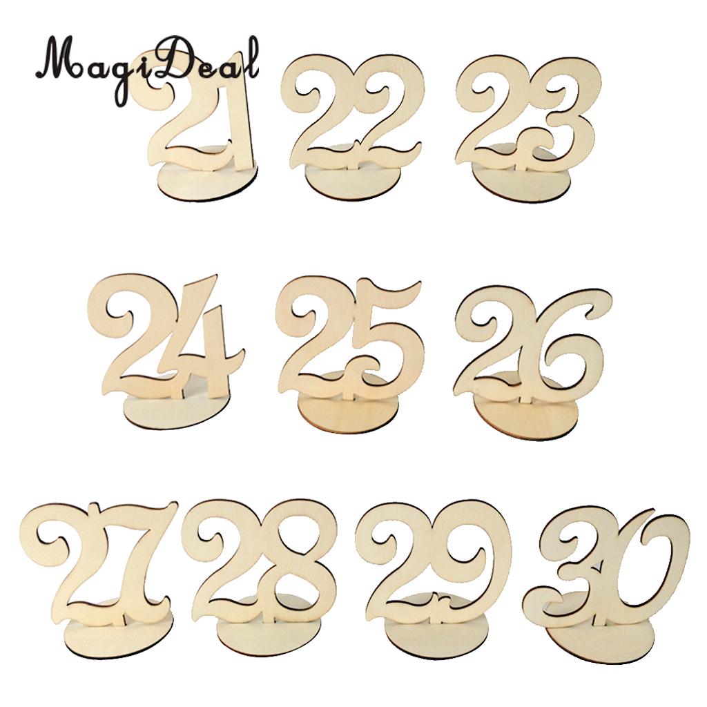 Drewniane okrągłe numery stołów wolnostojące na stół weselny: 21 to 30