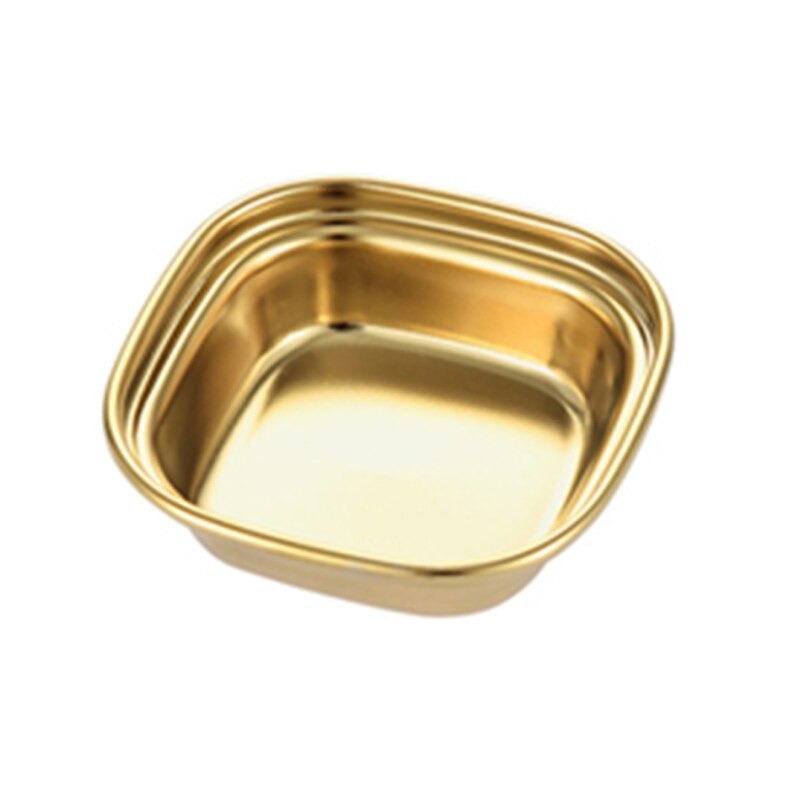 304 aço inoxidável pimenta assada pratos de molho de carne wasabi tigela separada sushi vinagre placas de soja talheres comida tempero bandeja: Gold 01