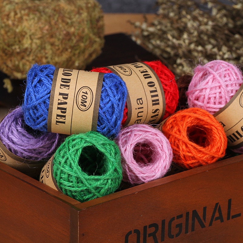 Corde de jute en chanvre 10 mètres, bricolage couture macramé fil de ficelle de couleur vase décoration Textile de maison artisanat fait à la main accessoires 1mm