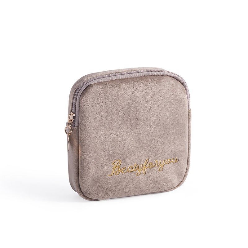 Meisjes Luier Maandverband Opbergtas Fluwelen Maandverband Tassen Sieraden Organizer Oortelefoon Pouch Cosmetische Geval: kahaki