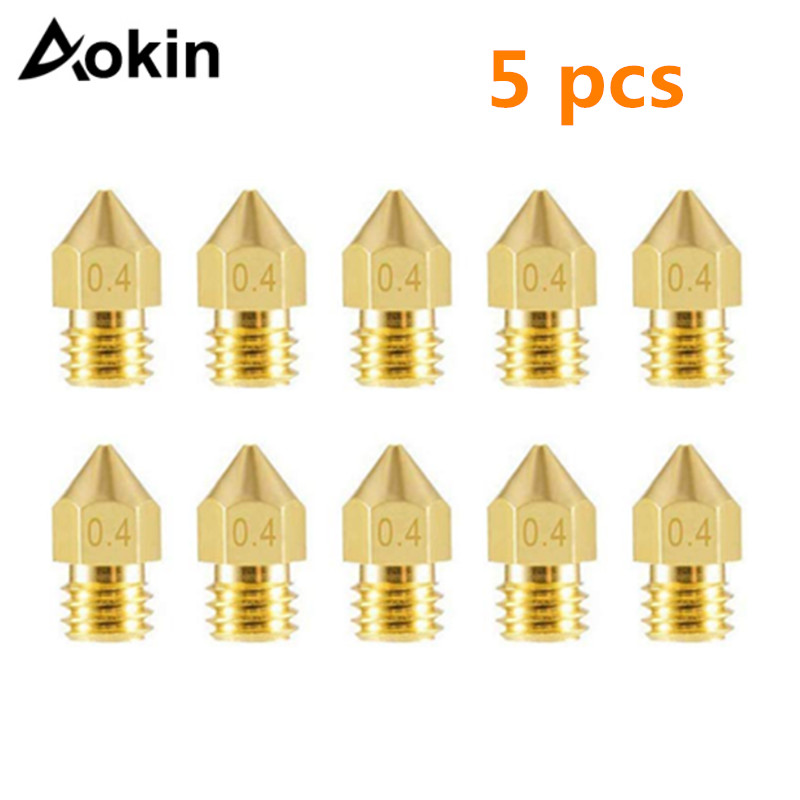 5pcs MK7 MK8 Nozzle For 3d Printer 0.4 0.3 0.2 0.5mm Copper Parts Extruder Threaded 1.75mm 3.0mm Filament Head Brass Nozzles