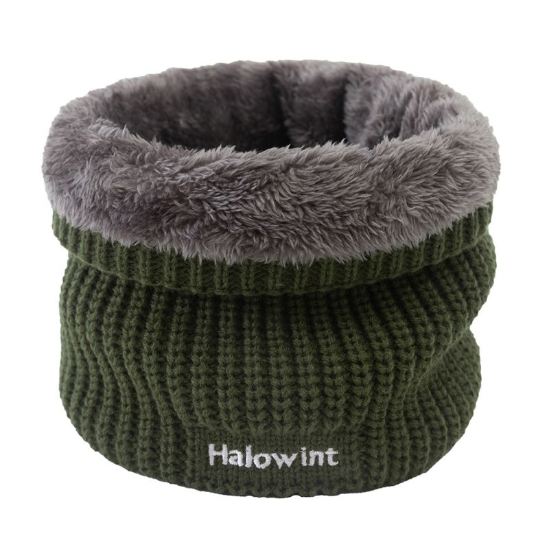 Winter Men's And Women's Snood Plus Velvet Warm Wool Single-loop Pullover Bib Letter Solid Color Thick Collar: A08