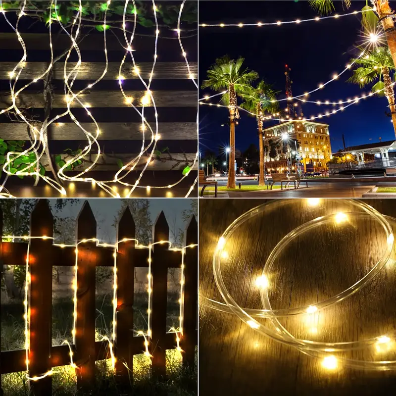 Solar led corda luzes tubo de fadas luz corda ao ar livre à prova dwaterproof água lâmpadas gramado 8 modo para casa jardim pátio casamento telhado decoração