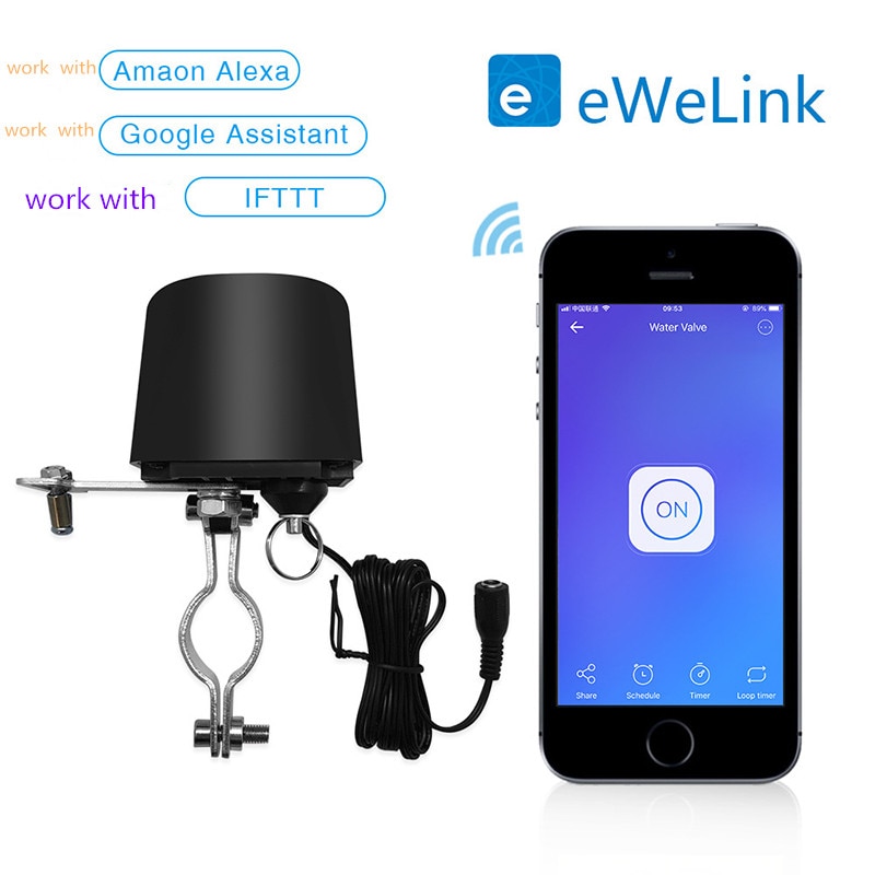 Ewelink smart wifi vandgasventil wifi controller app fjern stemmestyring arbejde med alexa google assistent diy hjemmeautomatisering