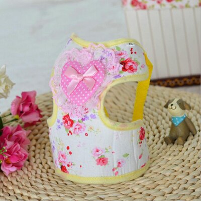 Pet Kat Hond Harness Bloemen Hond Vest Wandelen Leads Leash Voor Chihuahua Teddy Mooie Puppy Set Kleine Dierbenodigdheden DOGGYZSTYLE: YELLOW / L