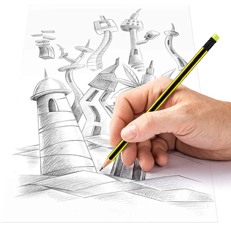 EZONE 12PCS HB Pencils With Eraser HB Writing Learn Drawing Pencil Sketch Stationery