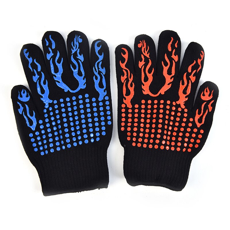 High temperature Resistant BBQ Fire Gloves Flame Retardant Non-slip Fireproof Grill Insulation Microwave Oven Gloves