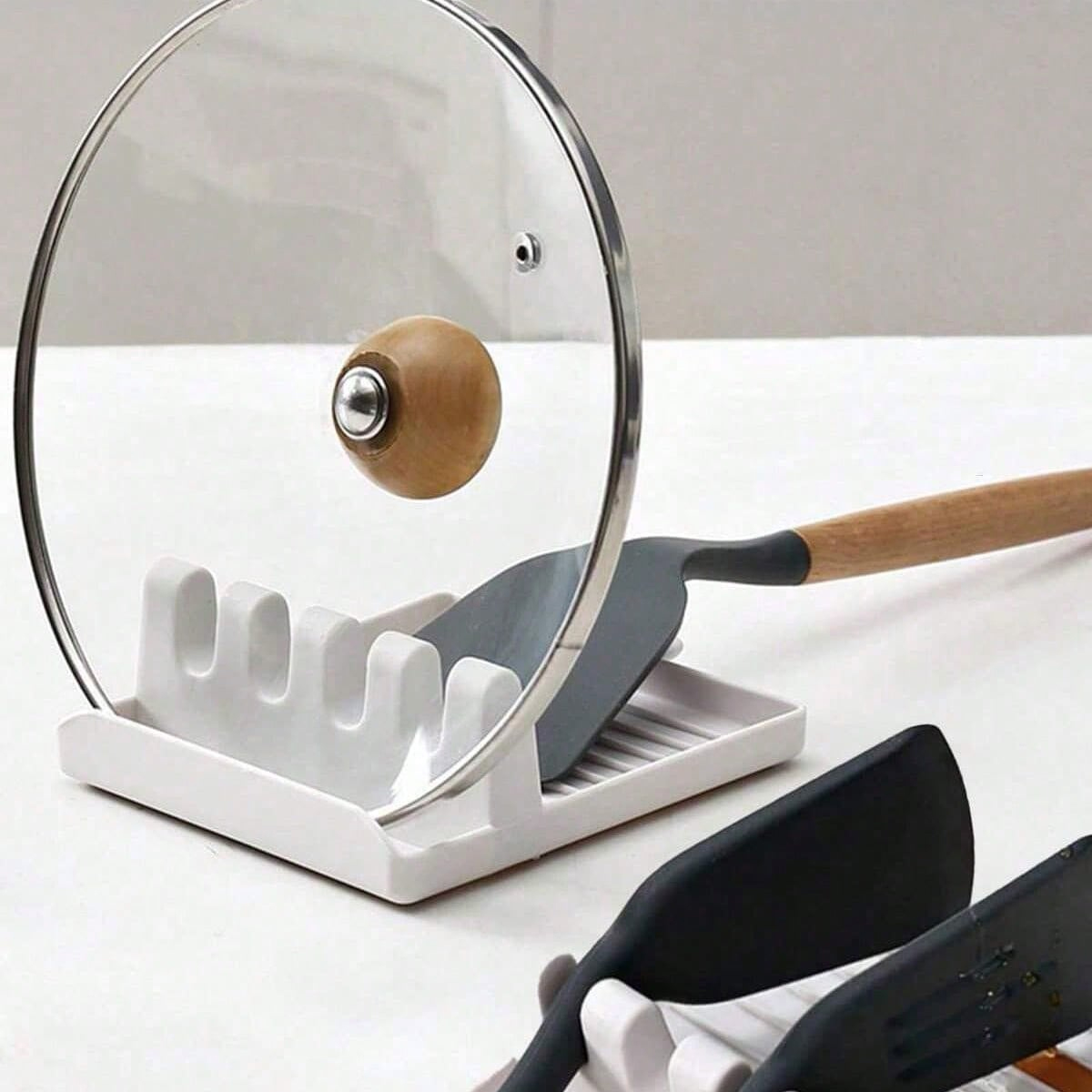 1 Kitchen Spatula Holder, Pot Lid Holder, Countertop Shovel, Spoon Holder, Soup Spoon Mat, Chopstick Holder, Soup Spoon