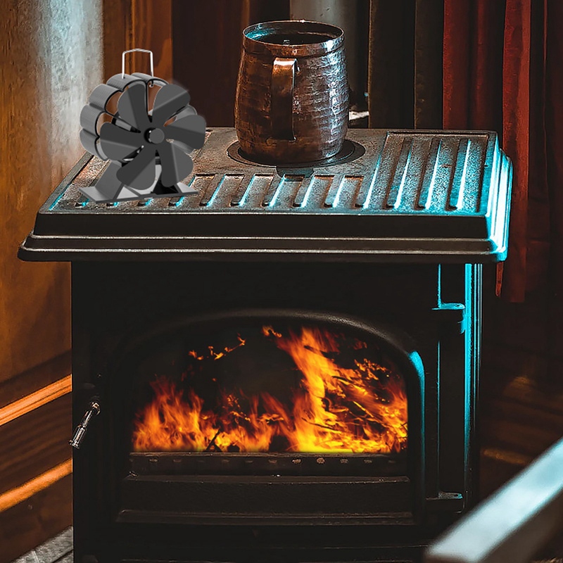 6-Blade Kachel Haard Fan Heatpowered Log Hout Brander Kachel Fan Rustig Warmte Distributie Haard Met Thermometer