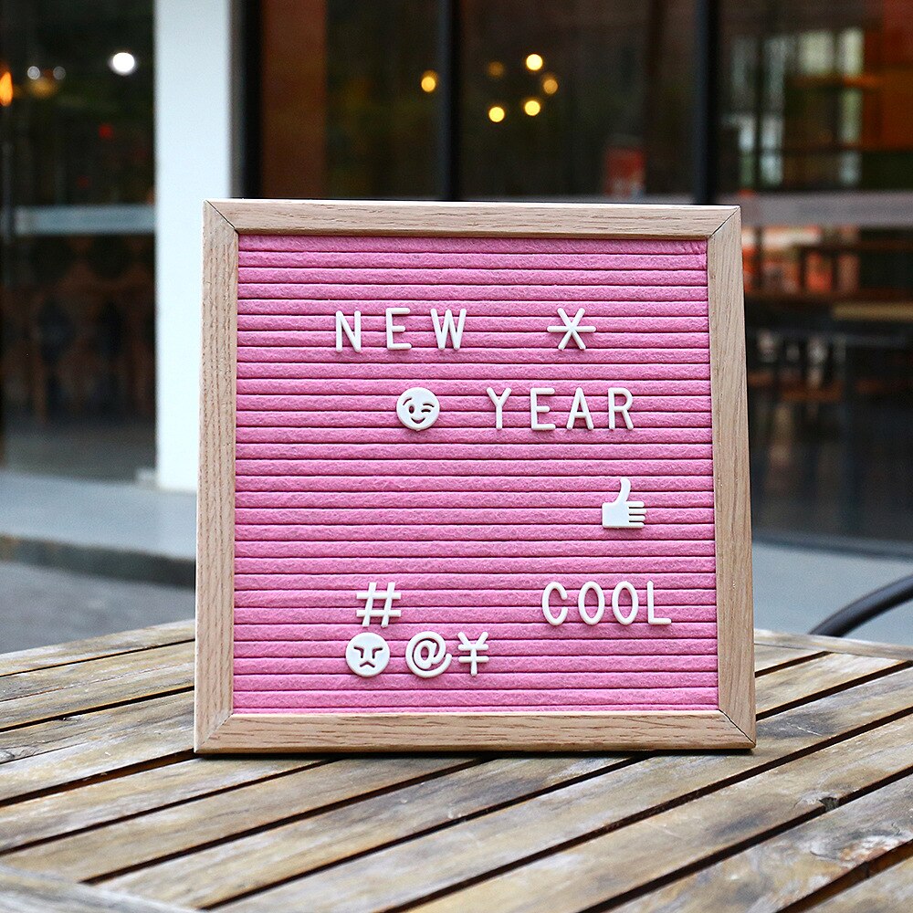 10x10 Inches Felt Wooden Letter Board Home Message Board Oak Frame Felt Cloth Blackboard 338 Letters: Default Title