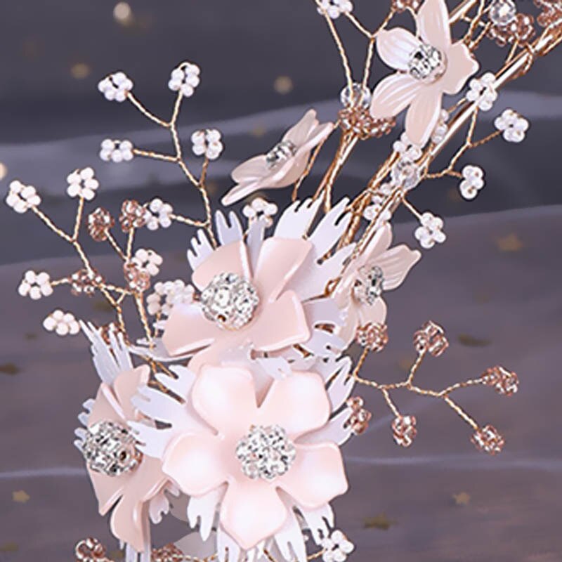 Bridal Wedding Headwear Set Exquisite Bright Crystal Beads Hairband Headband Long Tassels Flower Earrings Women Tiaras