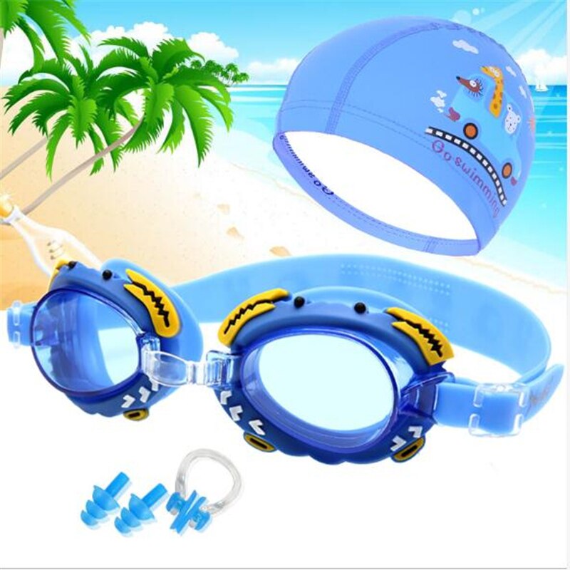 Kinderen Zwemmen Bril Cartoon Kids Zwemmen Caps Ear Plug Professionele Vis Krab Eyewear Arena Waterdichte Zwembril