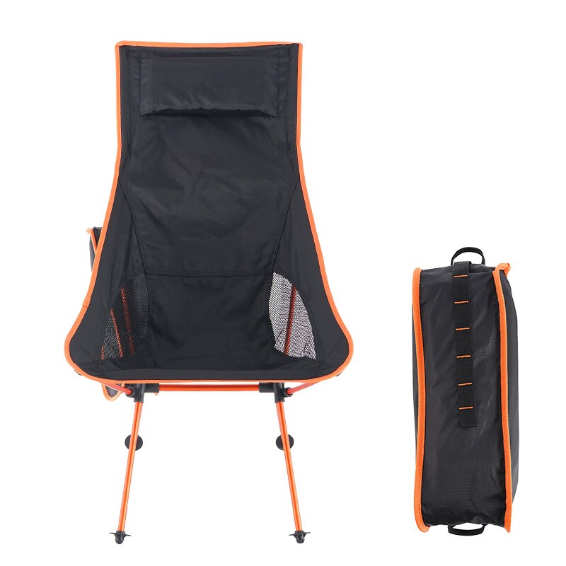 Outdoor 6063 Aluminum Moon Chair Plus Tall Fishing Chair Folding Chair Camping Backrest Aluminum Lounge Chair: ORANGE