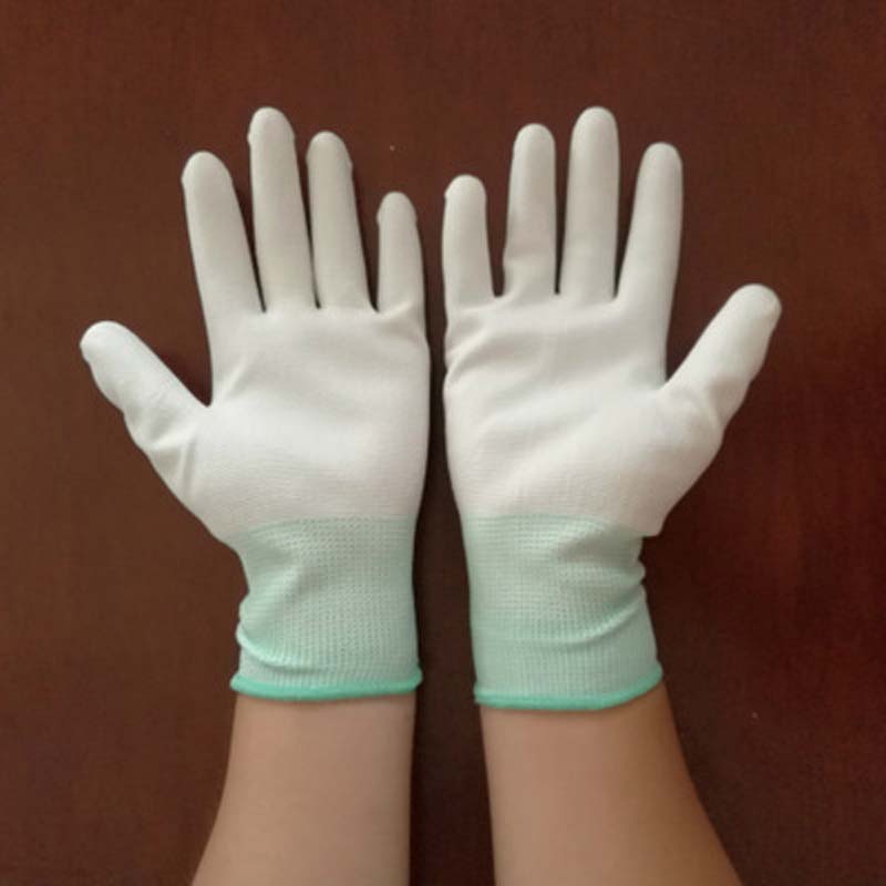 Antistatische handschuhe, staubfreie Nylon-kohlefaserhandschuhe, pu-beschichtete fingerhandschuhe
