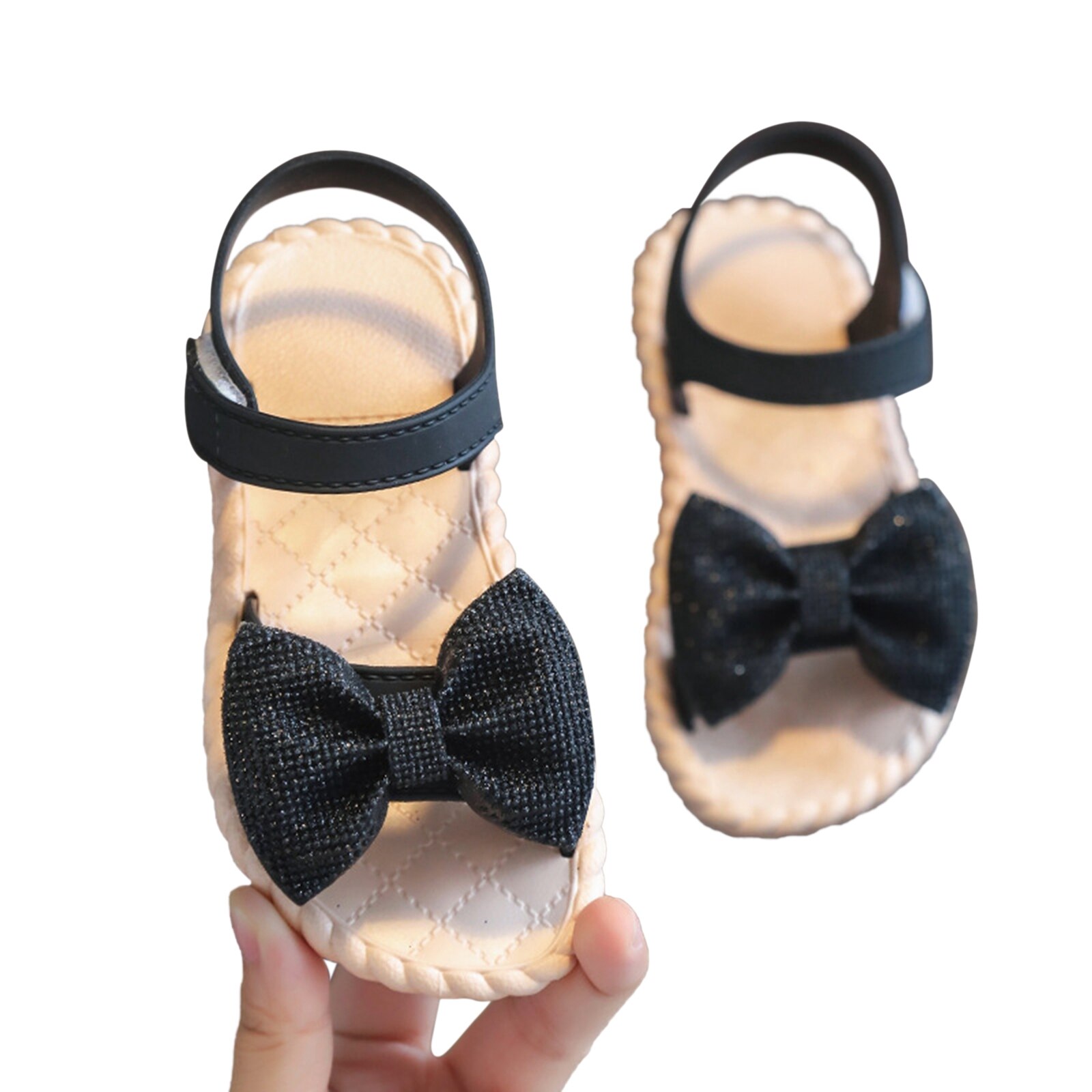 Baby- und kindersandalen mit schleife für mädchen, rutschfest, flach, sommer, kleinkinder, prinzessinnenschuhe für strandpartys, 2-5ter-Pack