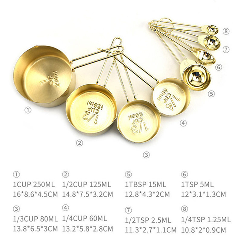 Stainless Steel Measuring Spoons Cups Set Baking Tea Coffee Spoon Flour Liquid Measuring Tool Cooking Kitchen Accessories Gadget