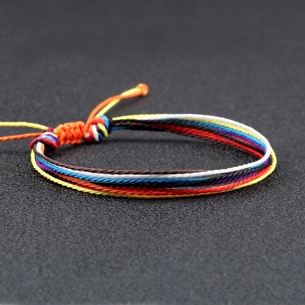 Pulsera trenzada con línea de cera de colores para hombre y mujer, brazalete ajustable, de joyería para amigos, Pulsera de pareja, 13 estilos