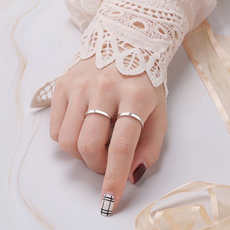 Sol og måne elsker par ringe sæt simple mænd kvinder ring forlovelse bryllup smykker