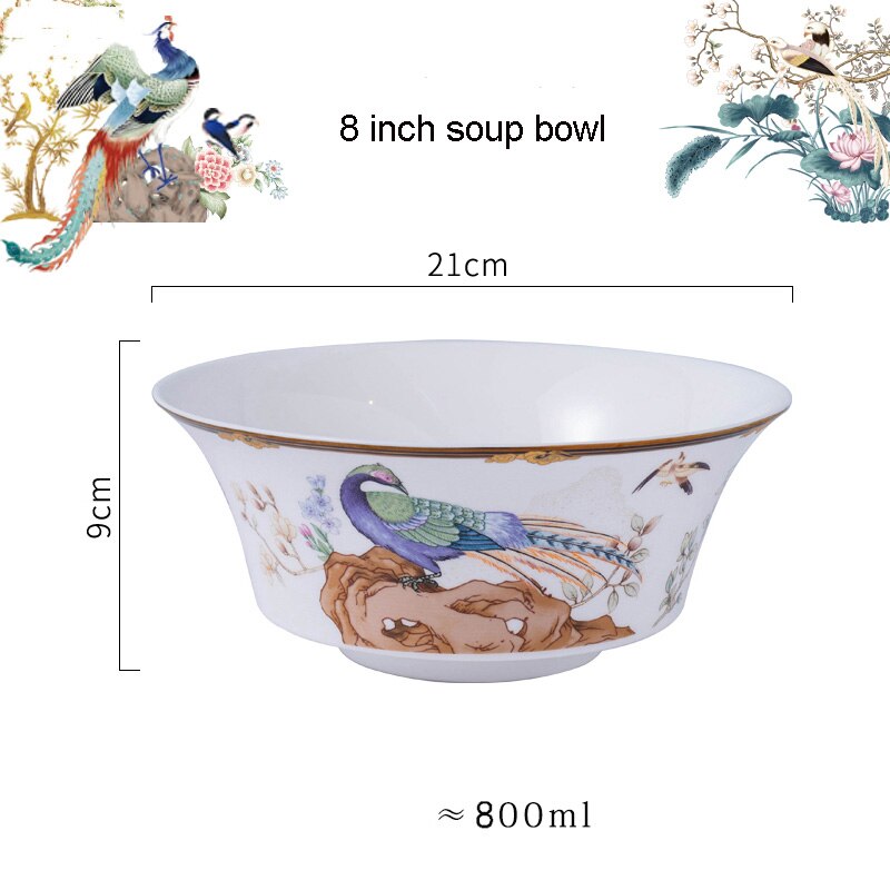 Oosterse Bone China Servies Set Soeppan Combinatie High End Keramische 8Inch Plaat 12Inch Vis Plaat Kruiden Jar