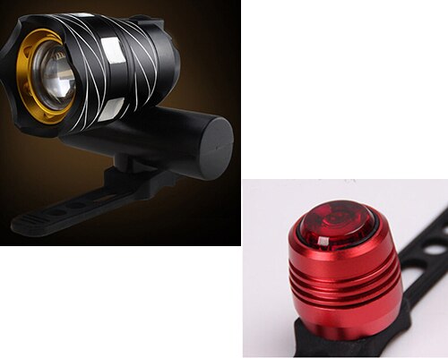 Basecamp fiets koplampen  t6 led lampen usb oplaadbare aluminiumlegering fiets stuur regenbestendige lamp mtb racefiets verlichting: Rood 814 zwart