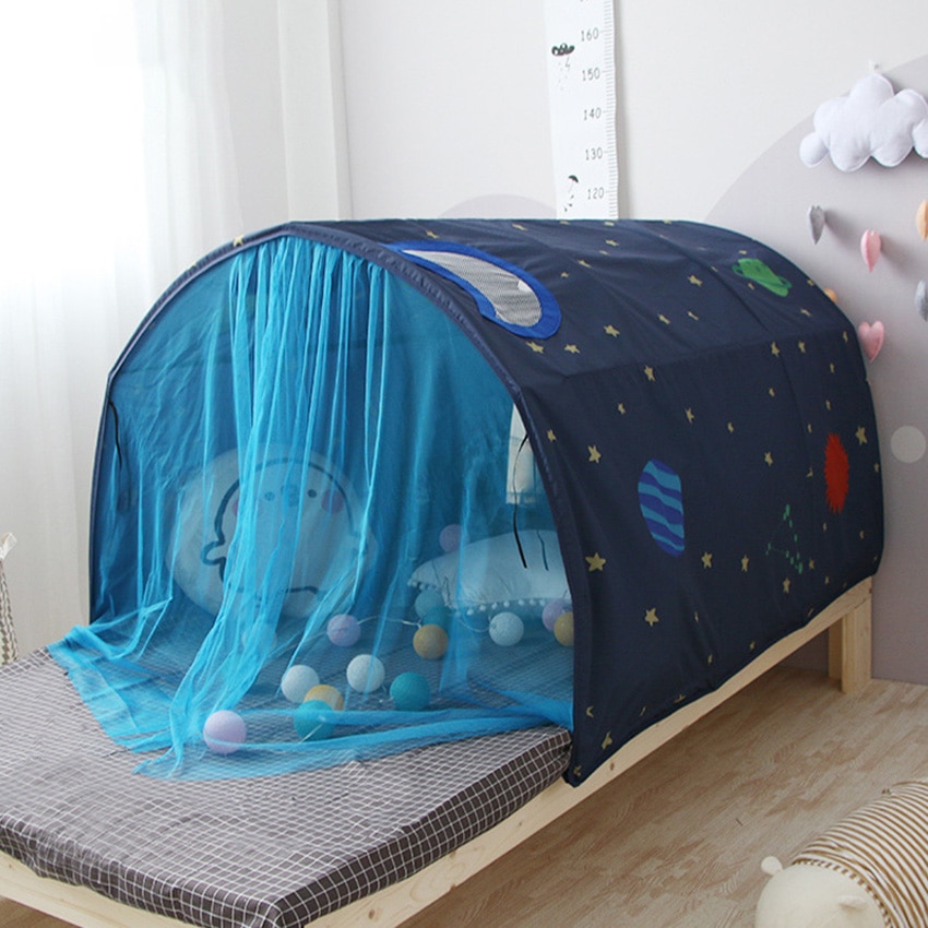 Kinderen Bed Tent Spel Huis Indoor Tent Speelgoed Kamer Met Kinderen Kruipen Tunnel Kinderen Huis Met Klamboe En Opslag tas