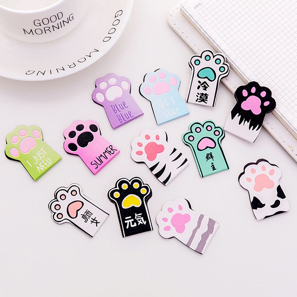 4pcs /Set Cute Cat Paw Magnetic Bookmarks Kawaii Book Markers Stationery Novelty Book Labels Paper Page School Office Supplies: Default Title