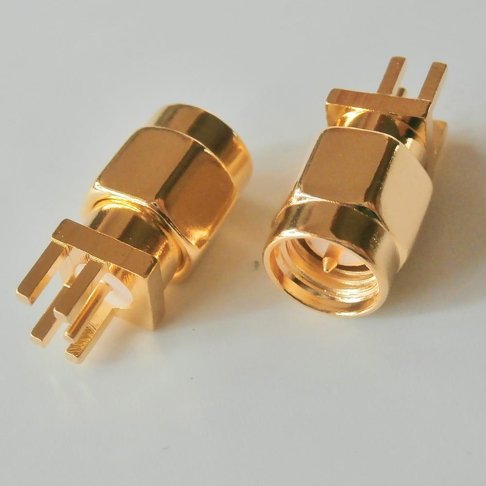 1 Stuks Rf Connector Socket Sma Stekker Soldeer Rand 1.6Mm Pcb Clip Mount Straight 5.08Mm Vergulde coaxiale Rf Adapters