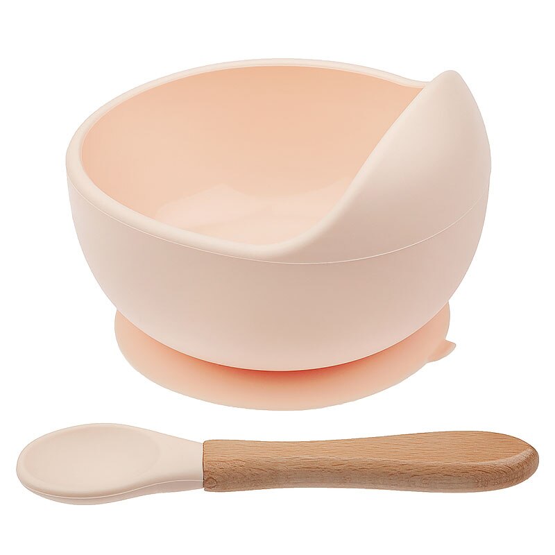 1set Silicone Bib Feeding Set Baby Bowl Tableware Waterproof Spoon Non-Slip BPA Free Silicone Portable Tableware for Children: BBC035-F