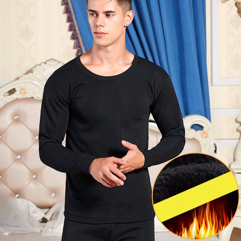 Mannen Winter Katoen Thermisch Ondergoed Set Fluwelen en Dikke Stretch Lange Hemd Warme Gezellige Plus Size Lange Onderbroek