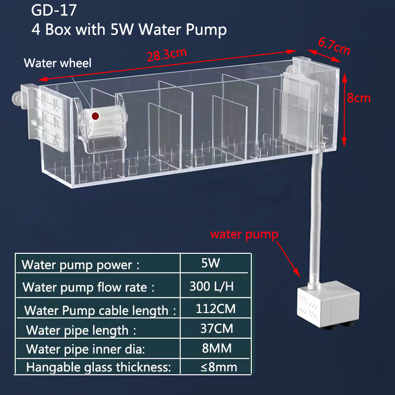 Aquarium Wasserfall Filter Box Wand Montiert Integrierte Stille Zirkulierende Wasser Reiniger Für Aquarium Tank Box Mit Wasser Pumpe: M / green
