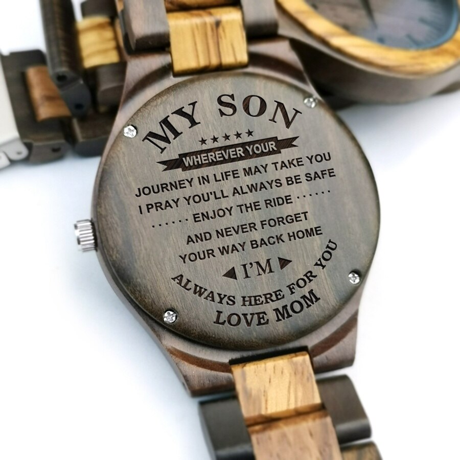 Aan mijn zoon - je bent in staat om alles te bereiken als je je er maar op richt houten gegraveerd horloge gegraveerd heren sandelhout horloge: Y1803