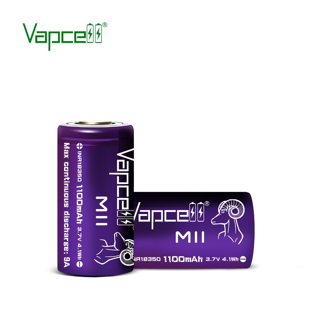 Vapcell li ion batteri 18350 1100 mah 9a 3.7v genopladeligt litiumbatteri til lommelygte/ elektrisk værktøj