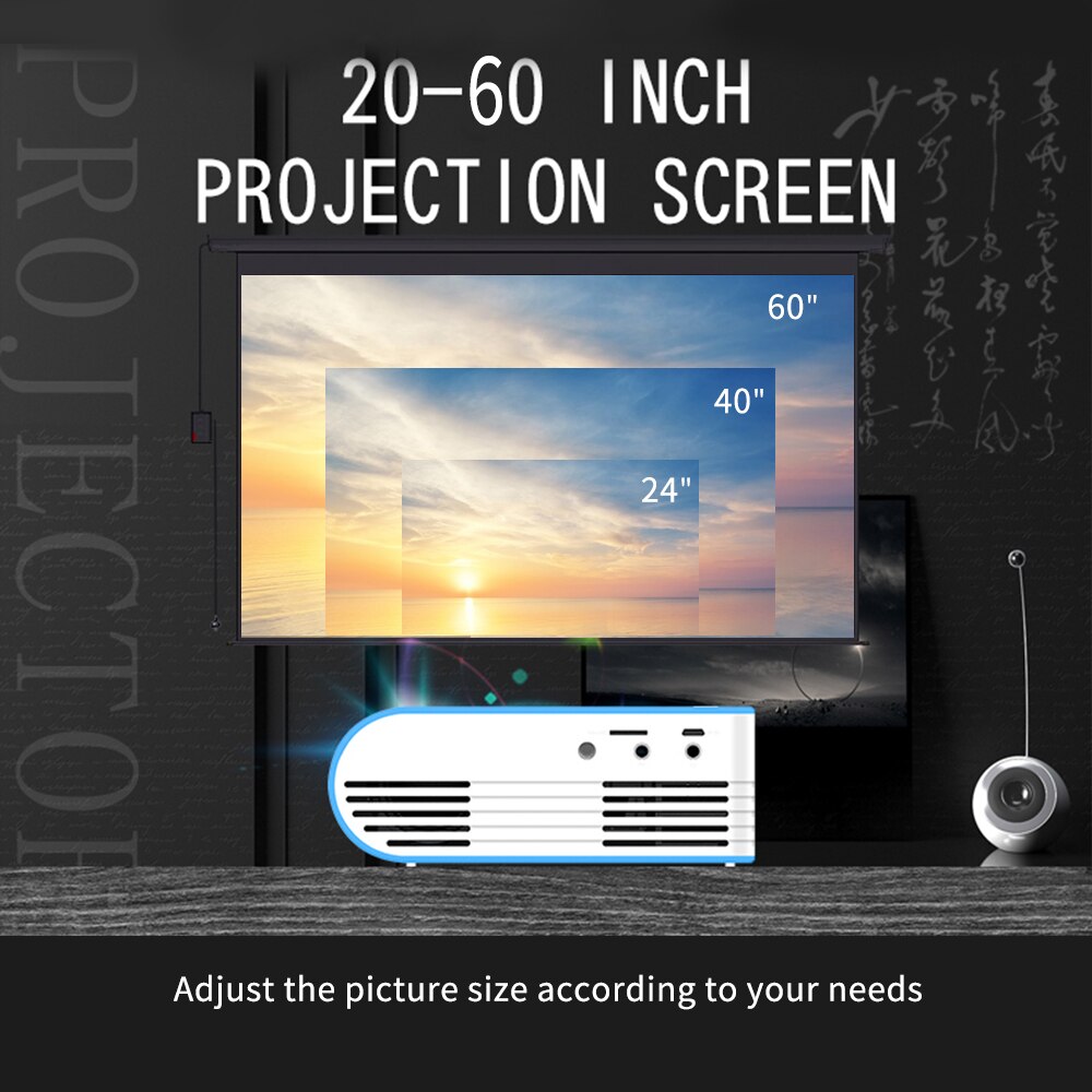 Aibecy YG210 Mini Led Projector 1080P Ondersteund 600 Lumen Draagbare Multimedia Home Cinema Theater Video Projector Speler