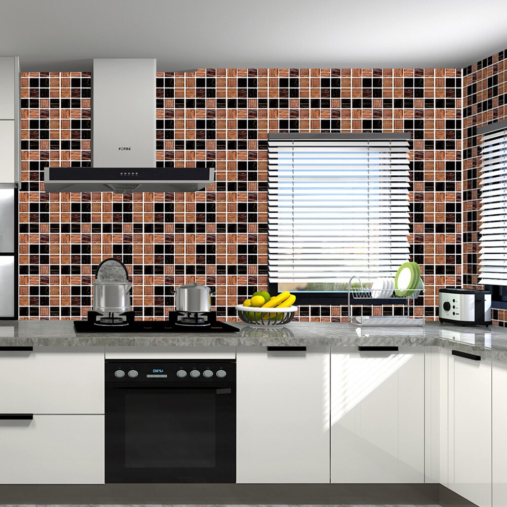 PVC Anti-collision Tile Stickers 10pcs/set DIY Waterproof Floor Decor Decal Mosaic Thickened Wall Tile Stickers