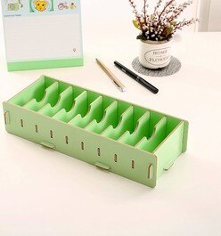 DIY Bamboo Wooden Bussiness Card holder Stationery Memo Note Holder Storage box: green