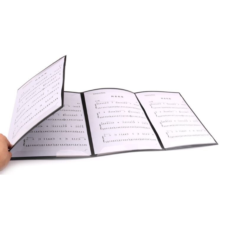 Foldable Piano Music Score Sheet A4 Size 6 Pages Treble Clef Folder Organizer PVC