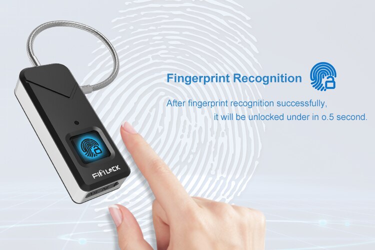 Fipilock, cerradura inteligente recargable sin llave, cerradura de huella digital IP65, candado de seguridad antirrobo impermeable, cerradura de la caja del equipaje de la puerta