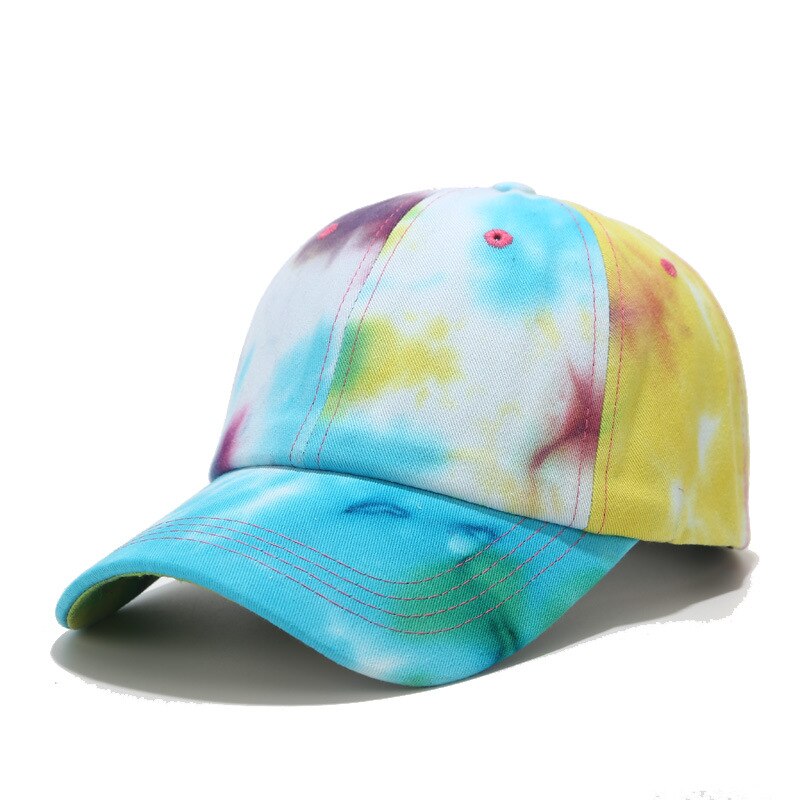Farverig slipsfarve bomuld kvinder baseball kasketter afslappet justerbar snapback hat kasketter piger femme print hip hop gorras para hombre: Gulslip