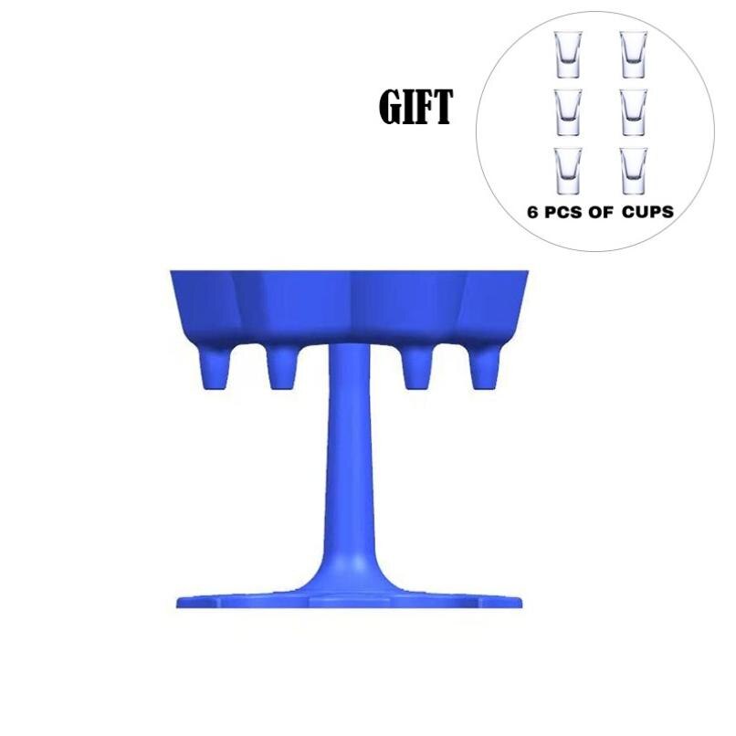 6 Shot Wine Glass Dispenser Holder Caddy Liquor Dispenser Party Beverage Drinking Games Glass Dispenser Party Bar Accessory: A Blue Set