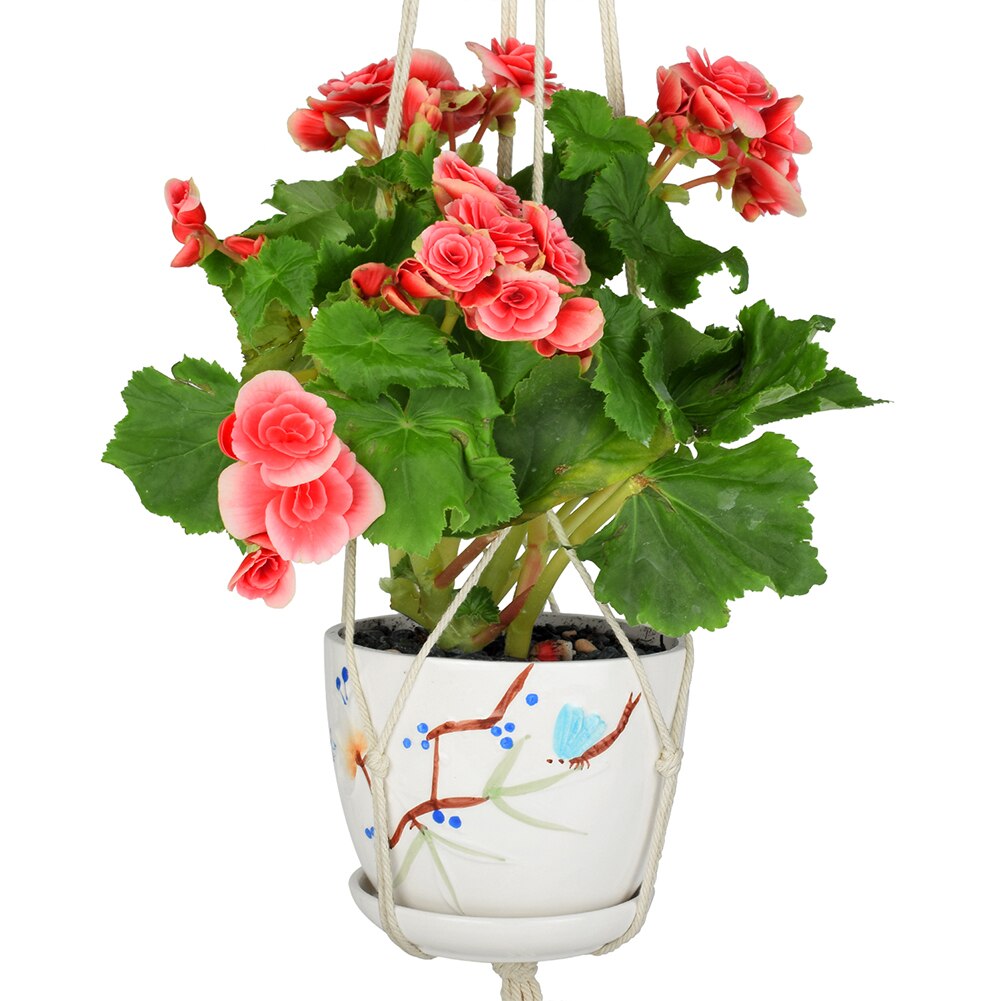 100%  katoenen geknoopte macramé plantenhangers, handgemaakte gevlochten touw bloempottenhouder, macramé hijstouw hangmand