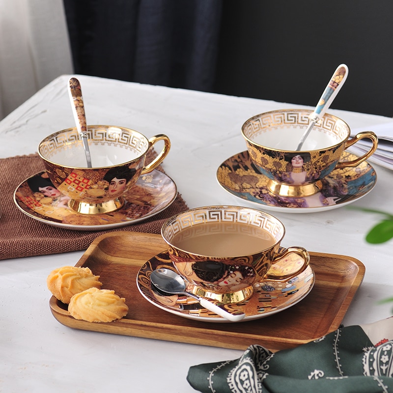 Koffiekoppen Europese Kleine Luxe Moderne Licht Bone China Britse Afternoon Tea Cup Set