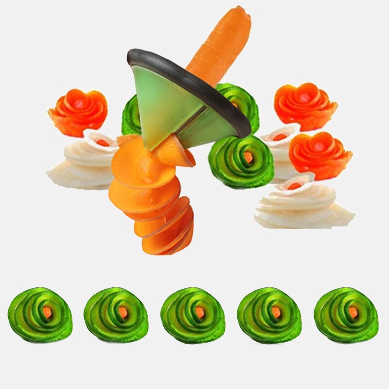 Draagbare Rvs Spiralizer Groentesnijder Handheld Spiralizer Dunschiller Spiral Slicer Voor Aardappelen Courgette Spaghetti: Default Title