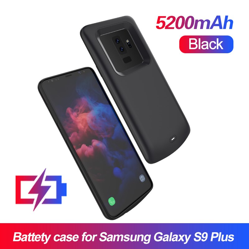 Phone Battery Charger Case For Samsung Galaxy S9 S8 Ultra 5000mAh Battery Charging Case Power Bank For Samsung Note 8 Note 9: Black S9 Plus 5200