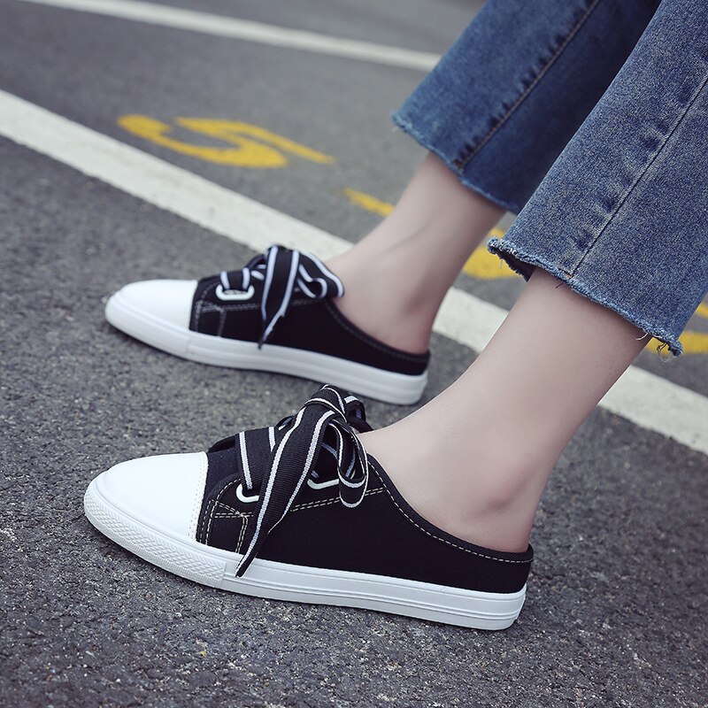 Damespantoffels halve schoenen zomer canvas veterschoenen damessneakers comfortabele pantoffels dames zomersneakers schoenen
