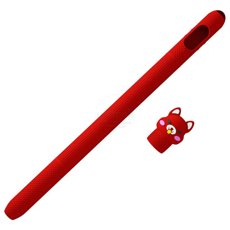 Soft Silicone For Apple Pencil 1 Case Cute For iPad Pencil Tip Cover Holder Tablet Touch Pen Stylus Full Protective Pouch Bags: Doll Red