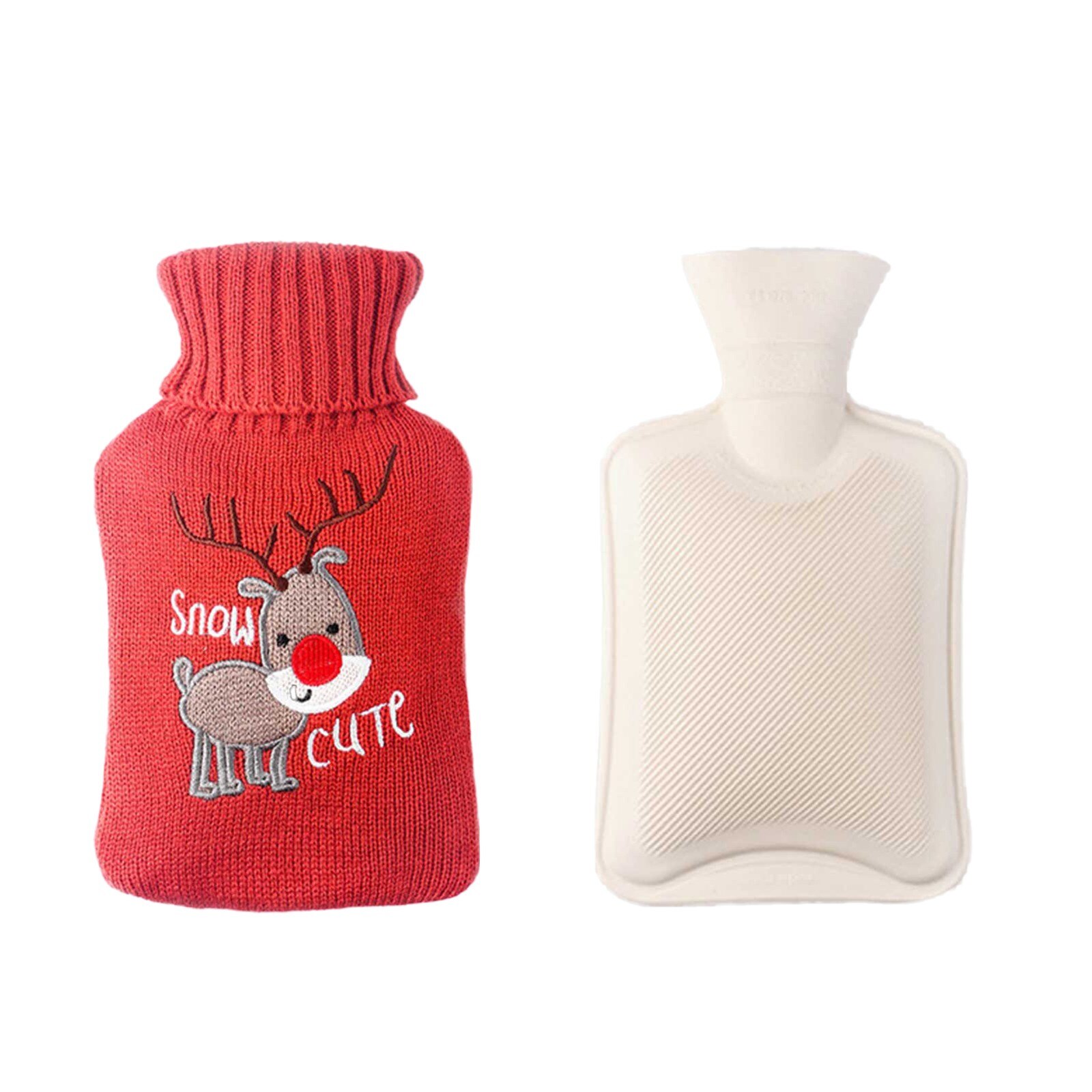 Premium Classic Rubber Warm Water Fles En Luxe Faux Pluche Fleece Cover