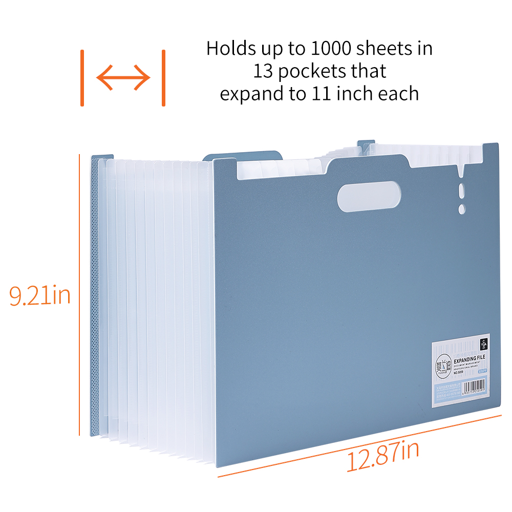 Filorganisator med , 13 lommer, udvidelige filmapper til papirkvitteringer, dokumentholder i , a4 størrelser til skole og kontor med farverige faner