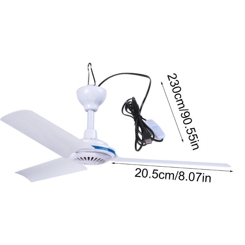 19.6inch USB Mini Small Ceiling Fan USB 5V 6W Quiet Camping Outdoor Hanging Gazebo Dorm Fan For Hikings Tent Fan