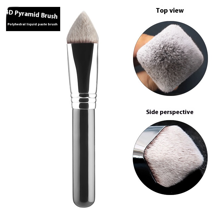 Pinceau de maquillage Kabuki pour fond de teint, pinceaux cosmétiques végétaliens, simple et grand, triangle incliné, carré et conique, luxe et de: YELLOW