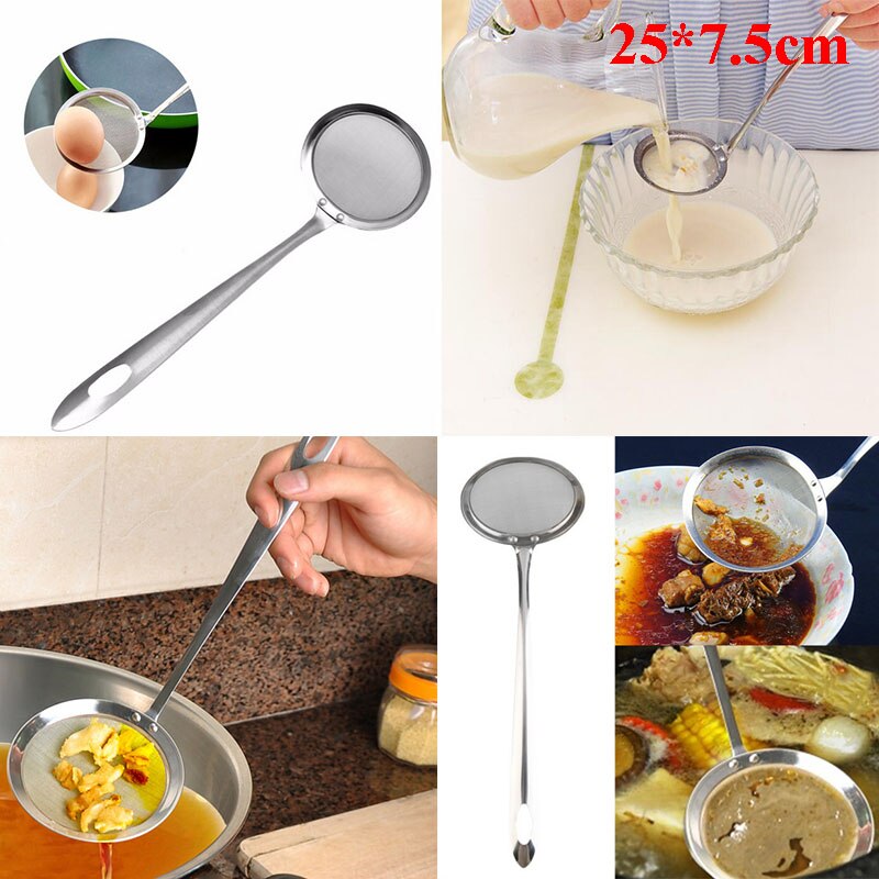 Gadgets de cozinha aço inoxidável fritos alimentos pesca óleo colher cozinha escorredor filtro drenagem oilfolder para acessórios cozinha: Spoon Without Clip
